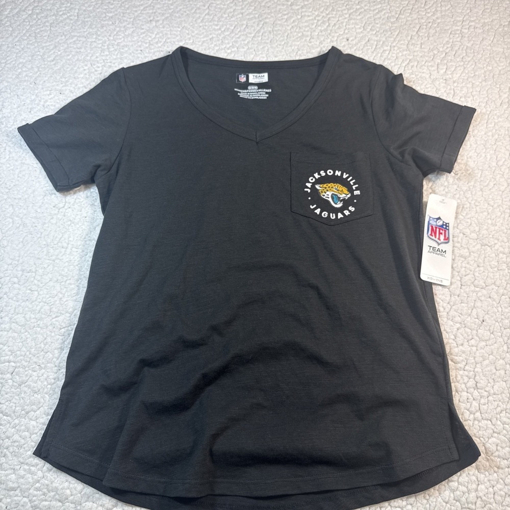 NFL Team Apparel NFL Jacksonville Jaguars V-Neck Pocket Shirt Black Women's Med